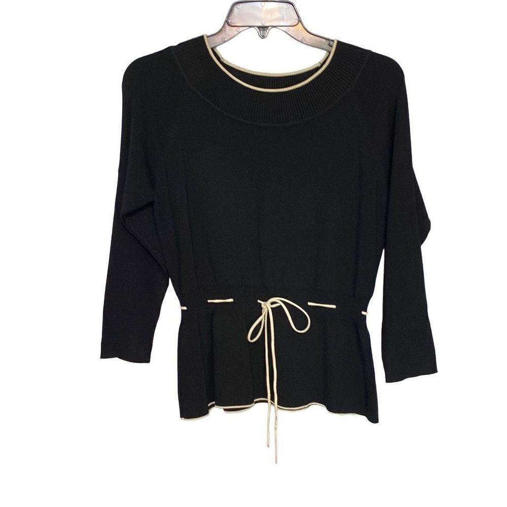 Uniform by John Paul Richards Women's Medium Black/White Knit Top 3/4 Sleeves